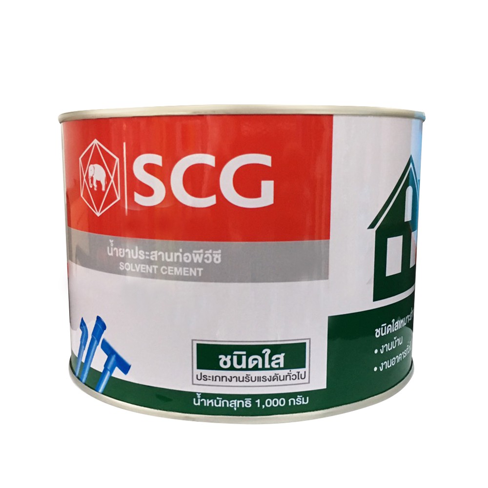 ท่อประปา ข้อต่อ ท่อน้ำ ท่อPVC น้ำยาประสานท่อ SCG-ใส 1000กรัม SOLVENT CEMENT SCG 1000G
