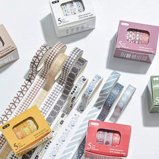 Peach 5Pc Basse decorative boxed tape stickers Diary Scarpbooking DIY Decoration Washi Tape
