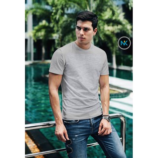 GILDAN เสื้อยืดสีเทา (soft grey T-shirt) ผ้านุ่ม ไร้ตะเข็บ ใส่สบาย ซับเหงื่อได้ดี คอตต้อน100%