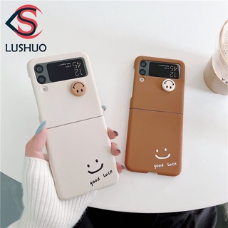 Lushuo เคสโทรศัพท์มือถือ PC แข็ง บางมาก ลายหน้ายิ้ม 3D สําหรับ Samsung Galaxy Z Flip 3 5G and Z Flip4 Z Flip3 ZFlip3 ZFlip 3 4 ZFlip4