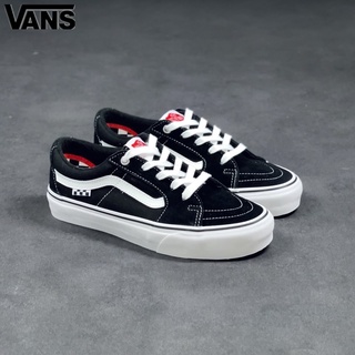 “SH” Vans SK8-LOW PRO ไม้เทนนิส สเก็ตบอร์ด บาสเก็ตบอล ระบายอากาศ สีขาวดํา สไตล์เรโทร