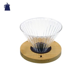 ดริปเปอร์แก้ว ทรงจีบ ขนาด 02 / YAMAYAGI (134) Glass Coffee Dripper with Wooden Pad (L)