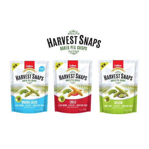 ถั่วลันเตาอบกรอบ Harvest snaps baked pea crisps by Calbee
