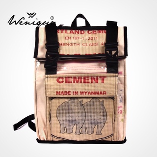 Rhino Cement backpack กระเป๋าเป้สะพายหลัง ลายแรด ขนาด 32*59*18 ซม. (E001)