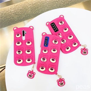 Pop it Cartoon Huawei Y7A Y9S Y6P Y8P Y9 prime 2019 P30 P40 P50 Pro เคสมือถือ Soft TPU Case เคสป้องกัน Decompression Pinch Cute Strawberry Bear เคสซิลิโคน พร้อมจี้