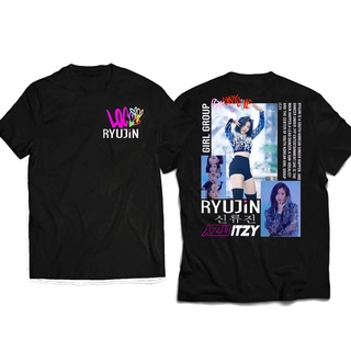 เสื้อยืดผ้าฝ้ายพิมพ์ลาย ITZY RYUJIN K-POP POTO เสื้อยืดเกาหลีชาย/หญิง COMBET30S