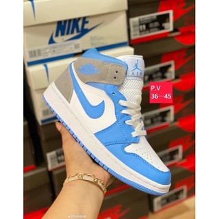 รองเท้า Nike Air Jordan 1 Mid University Blue Grey - DX9276-100 🌵🌈🔥 สินค้าพร้อมกล่อง