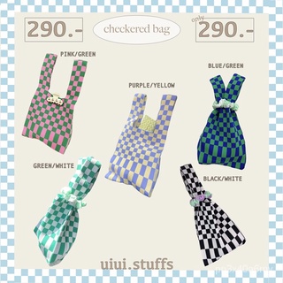 uiui.stuffs | [พร้อมส่งทุกสี] checkered bag กระเป๋าไหมพรมลายตารางหมากรุก xRMb