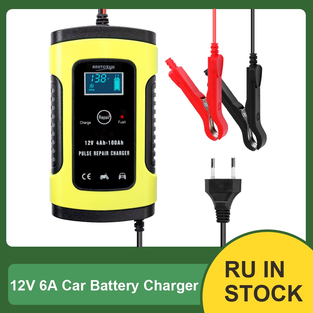 12V 6A Full Automatic Car Battery Charger Power Pulse Repair Chargers Wet Dry Lead Acid Battery Chargers Digital LCD Dis