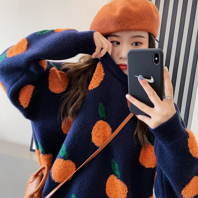 Flocking sweet and lazy Japanese round neck pullover sweater women 2020 ...