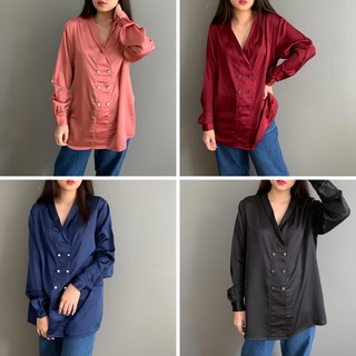 ⭕ พร้อมส่ง ⭕ เสื้อแขนยาวกระดุมเพชร