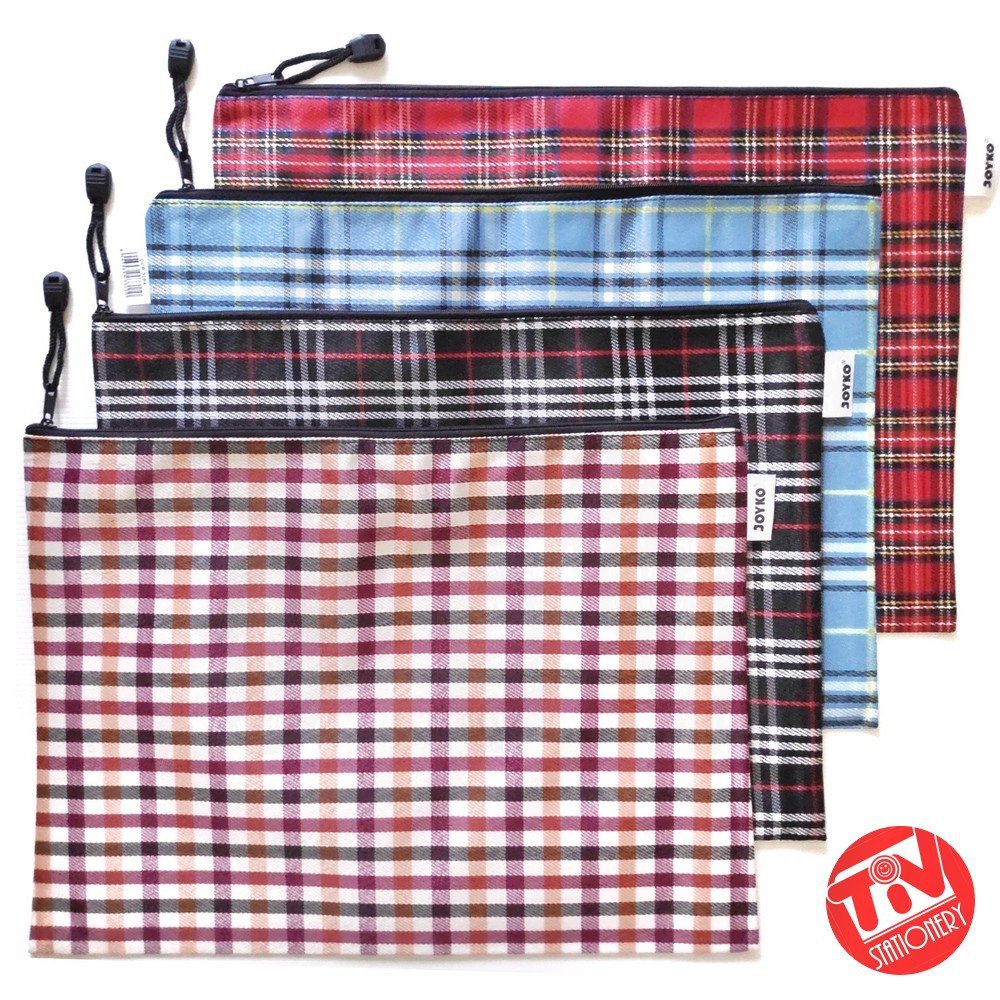 Joyko Document Bag B4 Zipper Folder with Checkered Pattern (ขายปลีก)