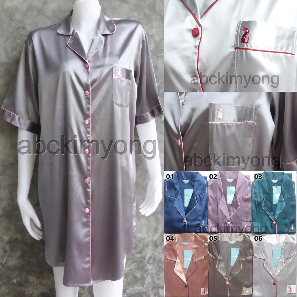 ชุดนอน ชุดซาตินกระโปรง แขนสั้น พรีเมียม  ยี่ห้อ Vana sleepwear