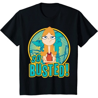 เสื้อยืดสีขาวเสื้อยืดแขนสั้น คอกลม ผ้าฝ้าย พิมพ์ลายดิสนีย์ Phineas And Ferb So Busted แฟชั่นฤดูร้อนS-4XL