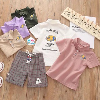 NEW！เสื้อผ้าเด็ก ชุดเด็กแฟชั่น เสื้อPOLOเด็ก 🚌 set เสื้อ + กางเกง  สไตล์เกาหลี เนื้อผ้าดี 90cm-120cm(8เดือน - 4 ปี)