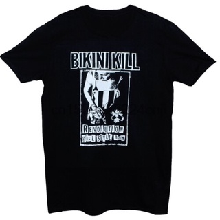 เสื้อยืดโอเวอร์ไซส์【Chic Tops】gildan เสื้อยืด ผ้าฝ้าย 100% พิมพ์ลาย BIKINI KILL Punk Riot Grrrl Feminist สีดํา สําหรับผู