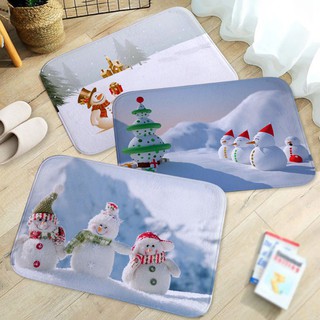 Ice and Snow Christmas Pattern Kitchen Bathroom Door Anti-slip Floor Mats