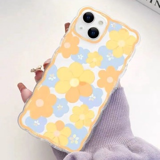 เคสโทรศัพท์มือถือ TPU แบบนิ่ม ลายดอกไม้ สีเหลือง และสีฟ้า สําหรับ Compatible For IPhone 13 12 Mini 11 Pro X XR XS Max SE 2020 6 6S 7 8 Plus