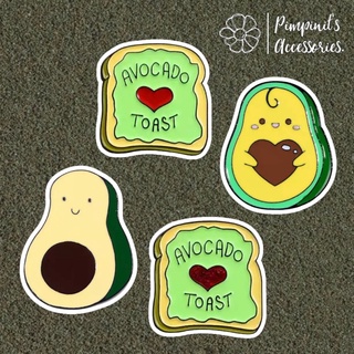 🇹🇭 พร้อมส่ง : 🍞🥑 เข็มกลัดเซ็ทอะโวคาโด้และขนมปังโทสต์ | Avocado &amp; Toast Enamel Brooch Pin Set.