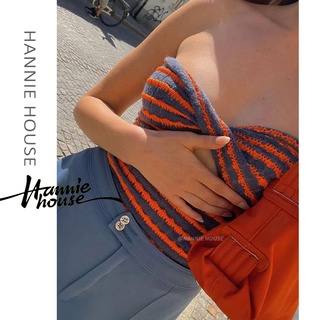 Hannie-Women’s Fashion Stripe Hollow Exposed Navel Backless Sexy Knitted Tube Tops