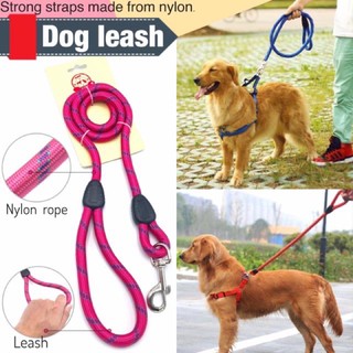 Dog Leash สายจูงสุนัขไนล่อน พร้อมตะขอเกี่ยว สายหนาแข็งแรงรับน้ำหนักได้สูง