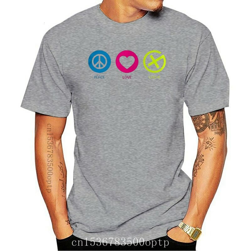 ROUNDคอลูกเรือNeckใหม่ เสื้อยืดลําลอง แขนสั้น พิมพ์ลาย Geocaching Peace Love Cache Fcckke47Leejea79 
