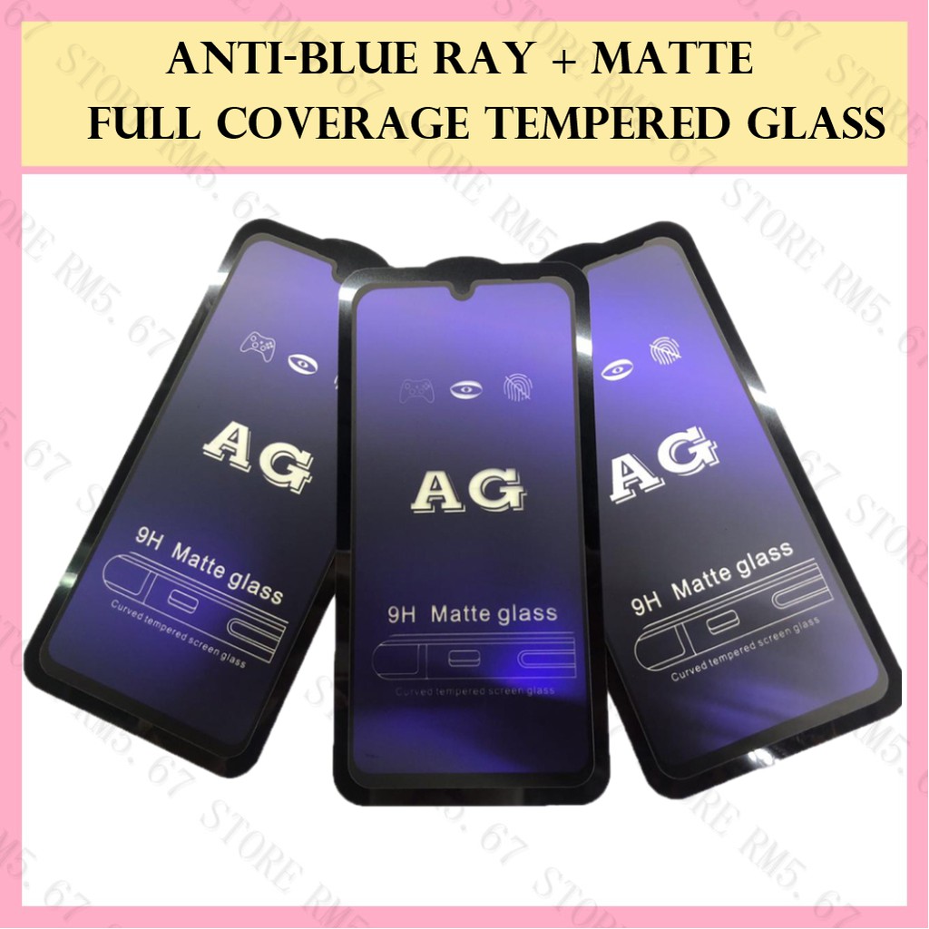 VIVO Y95 Y93 Y91C Y91i Y91 Y85 Y81 Y71 AG Full Coverage Anti Blue Ray + AG Matte 9Hกระจกนิรภัยป้องกั