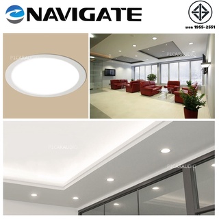 Navigate โคมไฟ LED แบบฝัง โคมพาแนล โคมฝังฝ้าทรงกลม โคมไฟฝังฝ้า ดาวไลท์ แสงสีขาว ขนาด 5นิ้ว 12วัตต์NT-PL5012RA