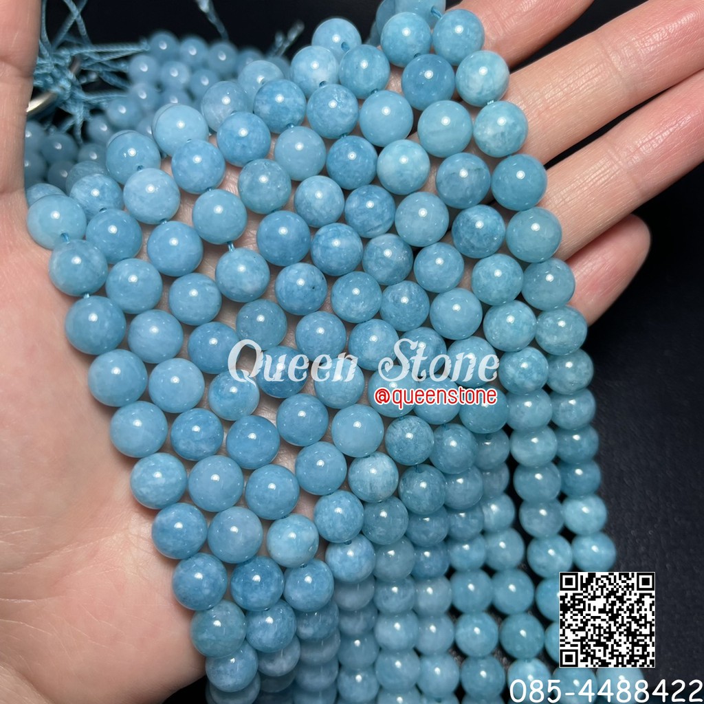 *ขายส่ง* อความารีน 8 มิล สีเข้ม หินนำโชค หินมงคล หินสี DIY