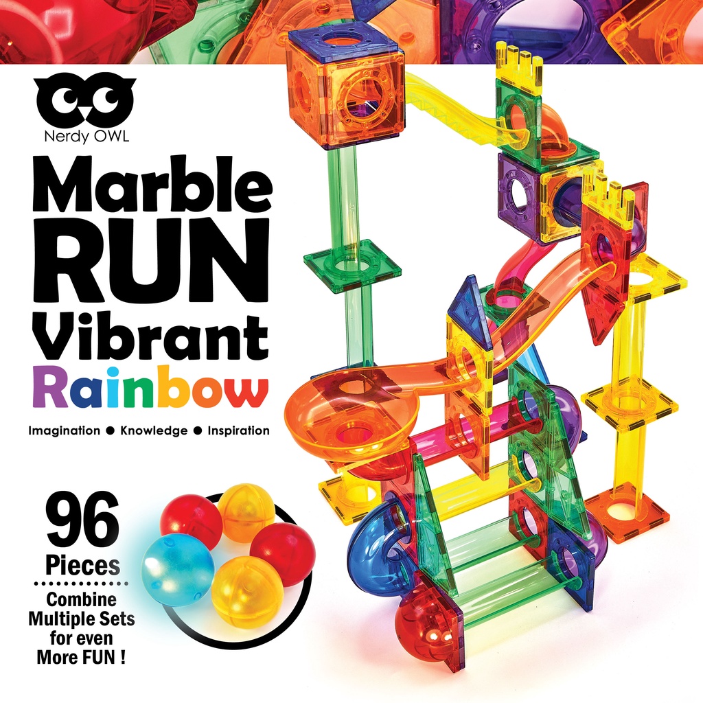 Marble Runs Vibrant Rainbow 96 Pieces ของเล่นชุดตัวต่อแม่เหล็กรางลูกแก้ว 96 ชิ้น รูปที่ 8