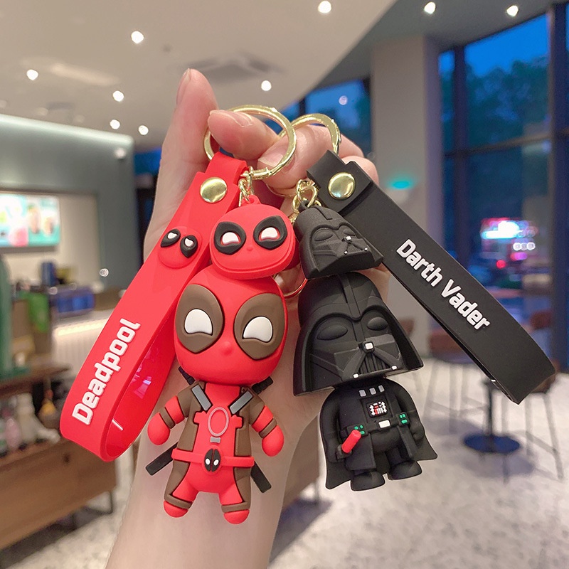 พวงกุญแจ จี้ตุ๊กตา Deadpool Avengers Star Wars สีดํา สําหรับห้อยกระเป๋า