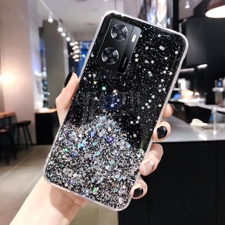 ใหม่ เคสโทรศัพท์มือถือแบบนิ่ม TPU ใส ลายอวกาศ ดาว ระยิบระยับ สําหรับ OPPO A57 2022 A17 A17k A77s  A77 5G A96 A76 Reno8 Z 5G Reno 8 Pro Reno8Z OPPOA17k OPPOA77s OPPOA57