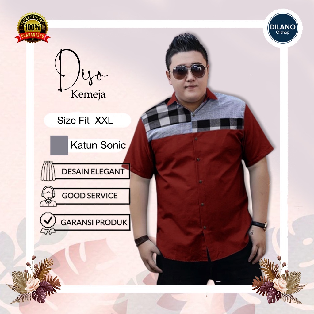 Kemeja Diso Men& 39;s เสื้อเชิ้ตแขนสั้นจัมโบ้ เสื้อ Cool Distro