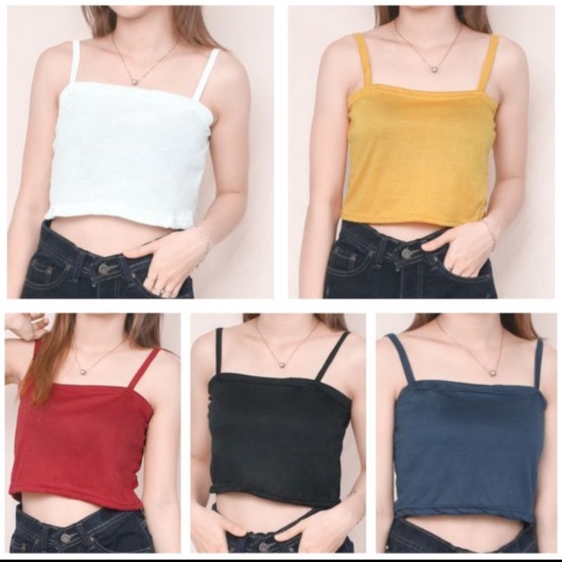 Tanktop NH08 / Plain Strap Tanktop NH 08 Crop Top Tangtop Plain Small Strap Tanktop Stretch Tanktopส