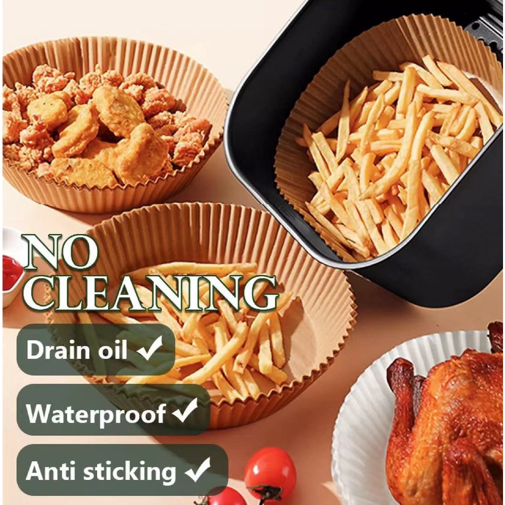 SHT กระดาษพิเศษสำหรับหม้อทอดไร้น้ำมัน50ชิ้น,กระดาษดูดซับน้ำมันและน้ำมันสำหรับใช้ในครัวเรือนจานบาร์บีคิวแผ่นรองในครัวเตาอ