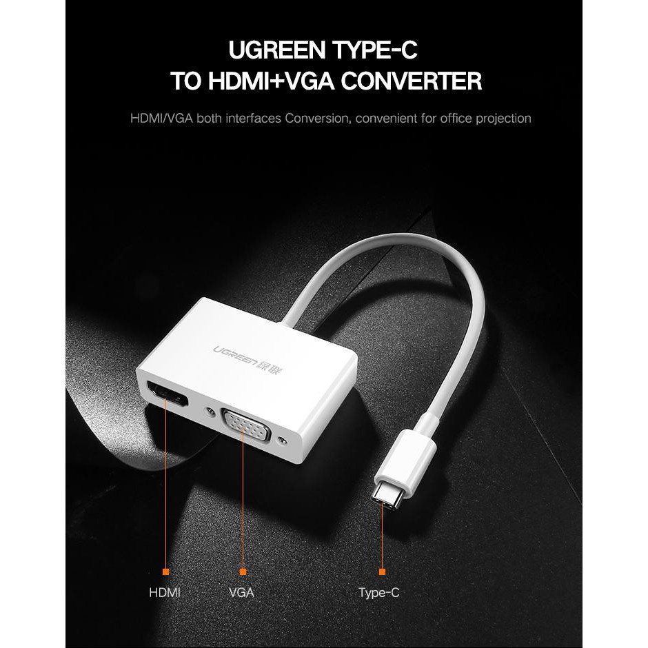 ◄UGREEN USB C to HDMI+VGA Connector ตัวแปลงสัญญาณภาพ USB TYPE C เป็น HDMI และ VGA รุ่น 30843 ใช้กับ Apple iPad Pro 201 #5