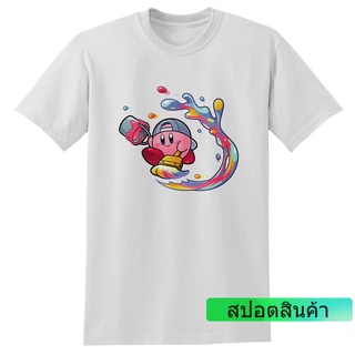 เสื้อยืดวินเทจแฟชั่นเสื้อยืดคอกลม ผ้าฝ้าย พิมพ์ลาย Nintendo Kirby Painter Artist น่ารัก แฟชั่นคลาสสิก สําหรับผู้ชาย COMI