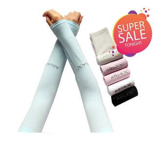 Aqua X &amp; Lets Slim Cooling Hand Sock Seamless Ice Silk ปลอกแขน กันแดด กันแสง UV แบบสวมนิ้ว