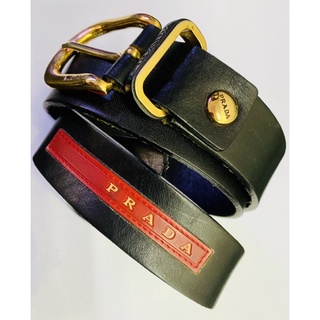 Prada men belt black leather vintage