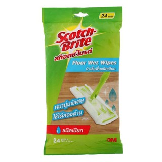 ผ้าเช็ดพื้นชนิดเปียก 3M Scotch Brite Floor Wet Wipes 24 Sheet