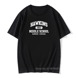 ถูกสุดๆพร้อมส่ง เสื้อยืดแขนสั้น ผ้าฝ้าย 100% พิมพ์ลาย Stranger Things Hawkins High School Jersey Joggers หลากสี แฟชั่นฤด