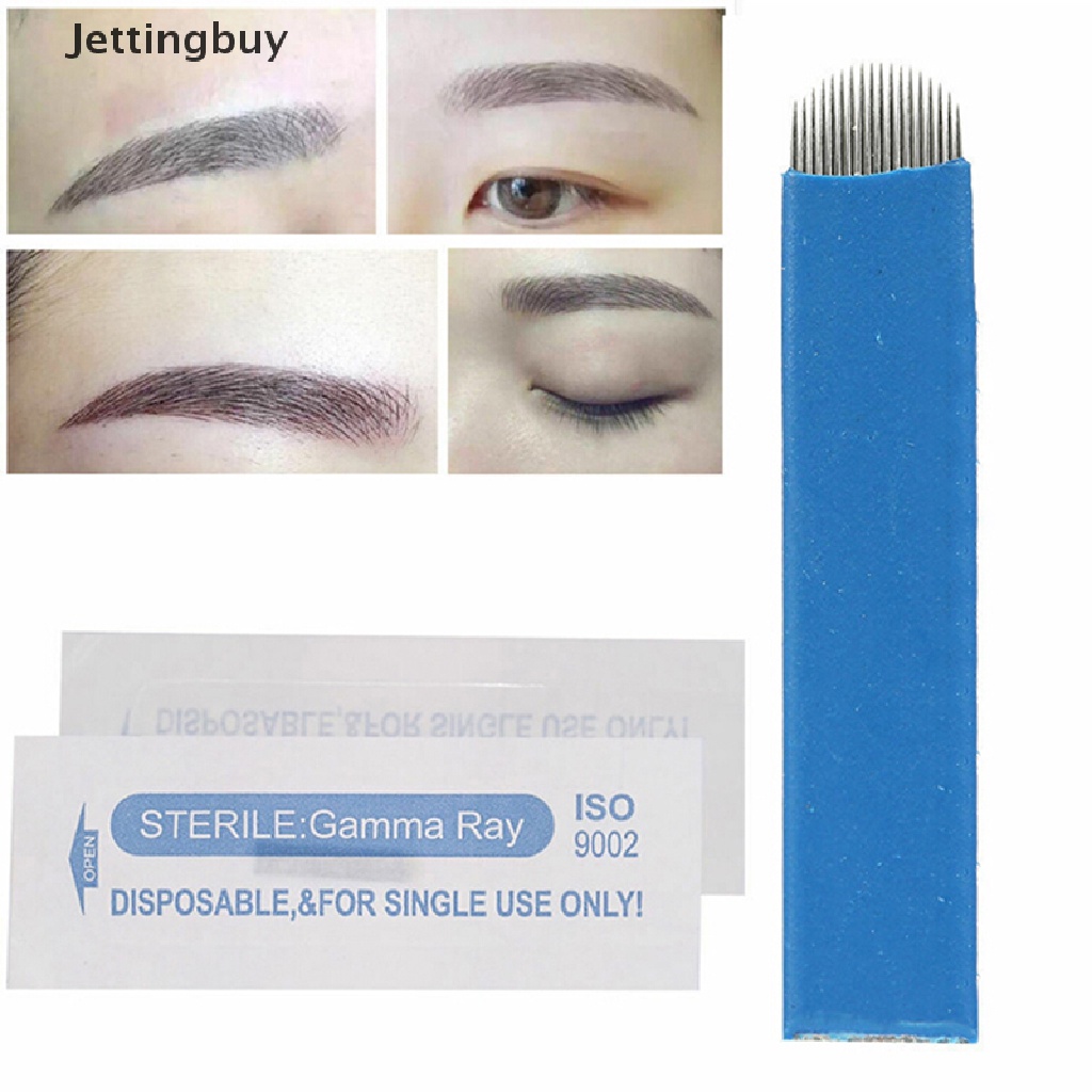 [Jettingbuy] 10/20Pcs Microblading Permanent 3D Makeup Eyebrow Tattoo Needle 18U Pin Blades New Stock #5