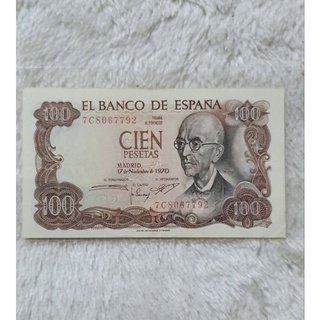 ธนบัตรประเทศ สเปน Spain ราคา 100 เปเซต้า ปี 1970