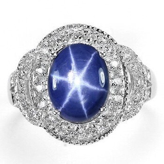 แหวนเงินแท้ 925 พลอยไพลินสตาร์ Blue Star Sapphire  น้ำหนัก 2.99  กะรัต  เนื้อเนียนขาสวยค่ะ