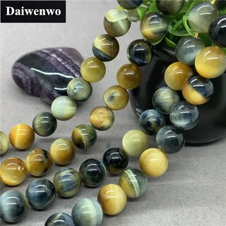 Colorful Tigers Eye Beads ที่มีสีสันเสือตาลูกปัดหินรอบ 4-14 มิลลิเมตรพลอยหลวม Spacer เครื่องประดับ DIY