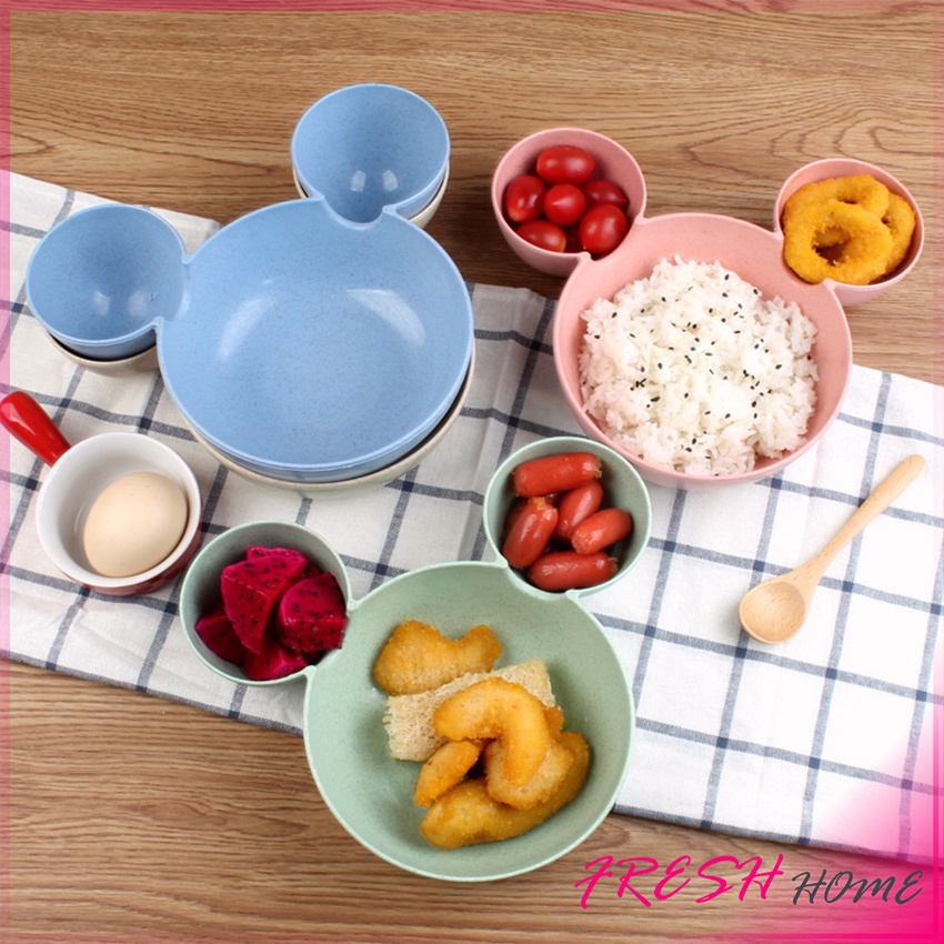 Ayo การ์ตูนมิกกี้ปรุงรสจาน ชามแบ่ง 3 ช่อง จานใส่อาหาร จานผลไม้ Cartoon Mickey Plate