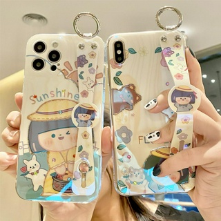 Samsung Galaxy S22 S21 S20 Ultra Plus FE Note 20 Ultra A13 A23 A33 A53 A73 A03 A03s A52s A22 A72 A52 A32 4G 5G A12 Wristband Rhinestone Soft Cover Epoxy Sunshine Kitten Bunny Bear Flower Lovely Girl