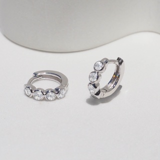 Silvermatters ต่างหูห่วงคริสตัลฝังหุ้ม (Bezel Crystal Huggie Hoop Earrings)