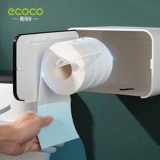 ECOCO กล่องใส่กระดาษทิชชู่ ที่ใส่ทิชชู่ ที่แขวนทิชชู่ 4 in 1 พร้อมที่วางของ พร้อมช่องวางมือถือ พร้อมลิ้นชัก ไม่ต้องเจาะ