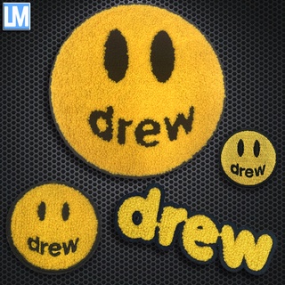 Drew House ปักหน้ายิ้ม สีเหลือง สไตล์ฮาราจูกุ เสื้อผ้า เย็บปักถักร้อย แพทช์ ป้ายรีดผ้า สติ๊กเกอร์ผ้า